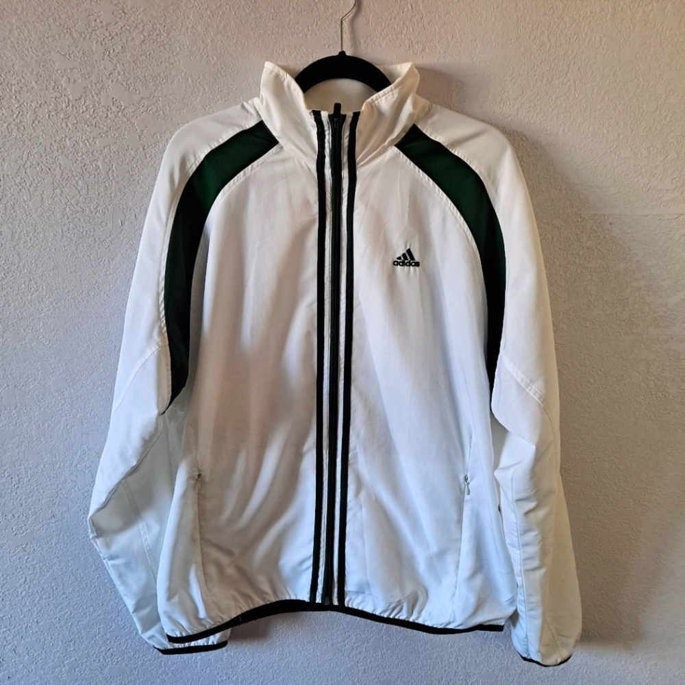 Adidas Green & White Windbreaker